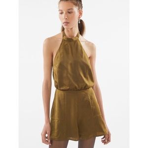 Urban Outfitters Satin Backless Halter Romper